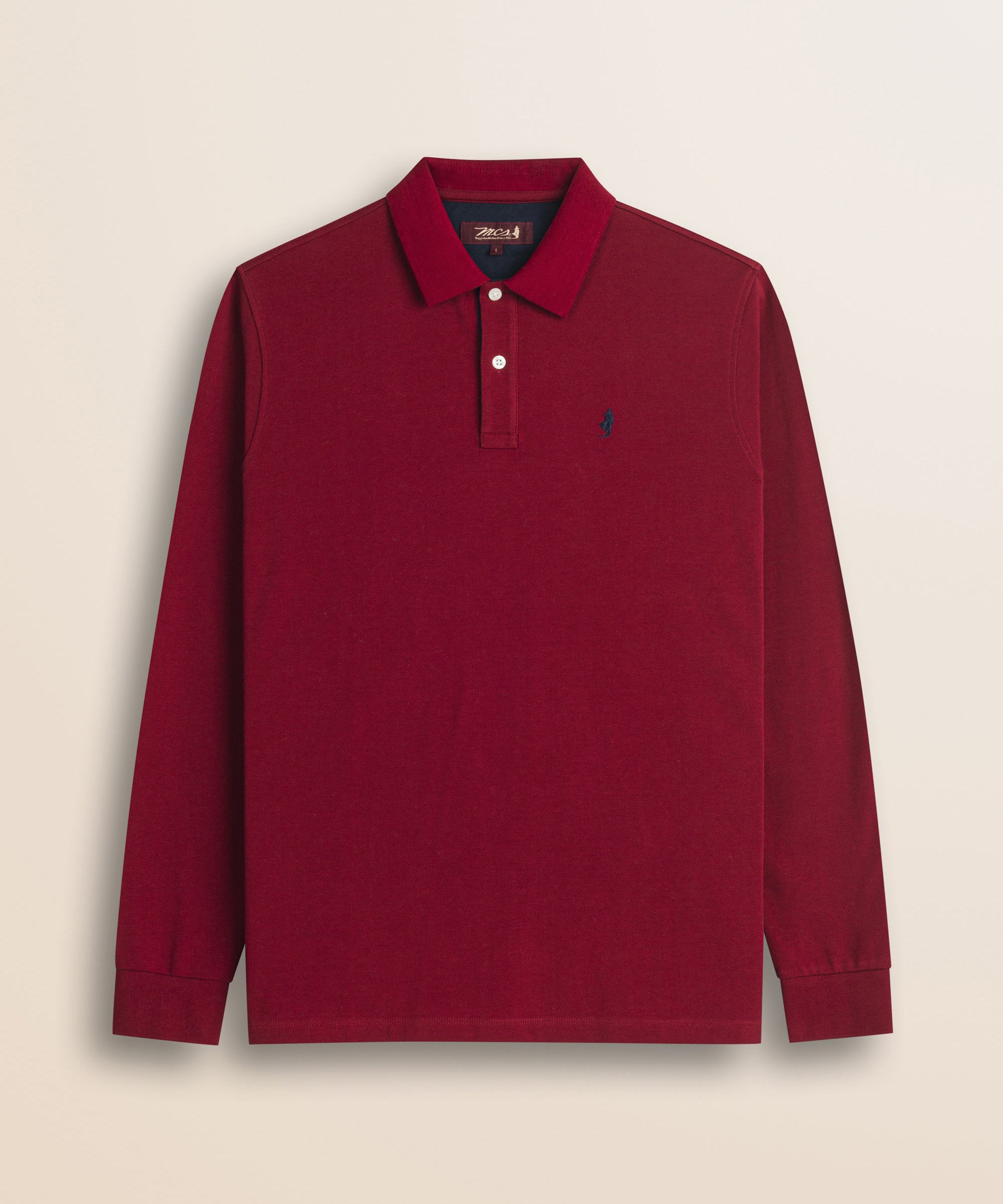 Polo in Piquet Smerigliato Manica Lunga fronte - Merlot