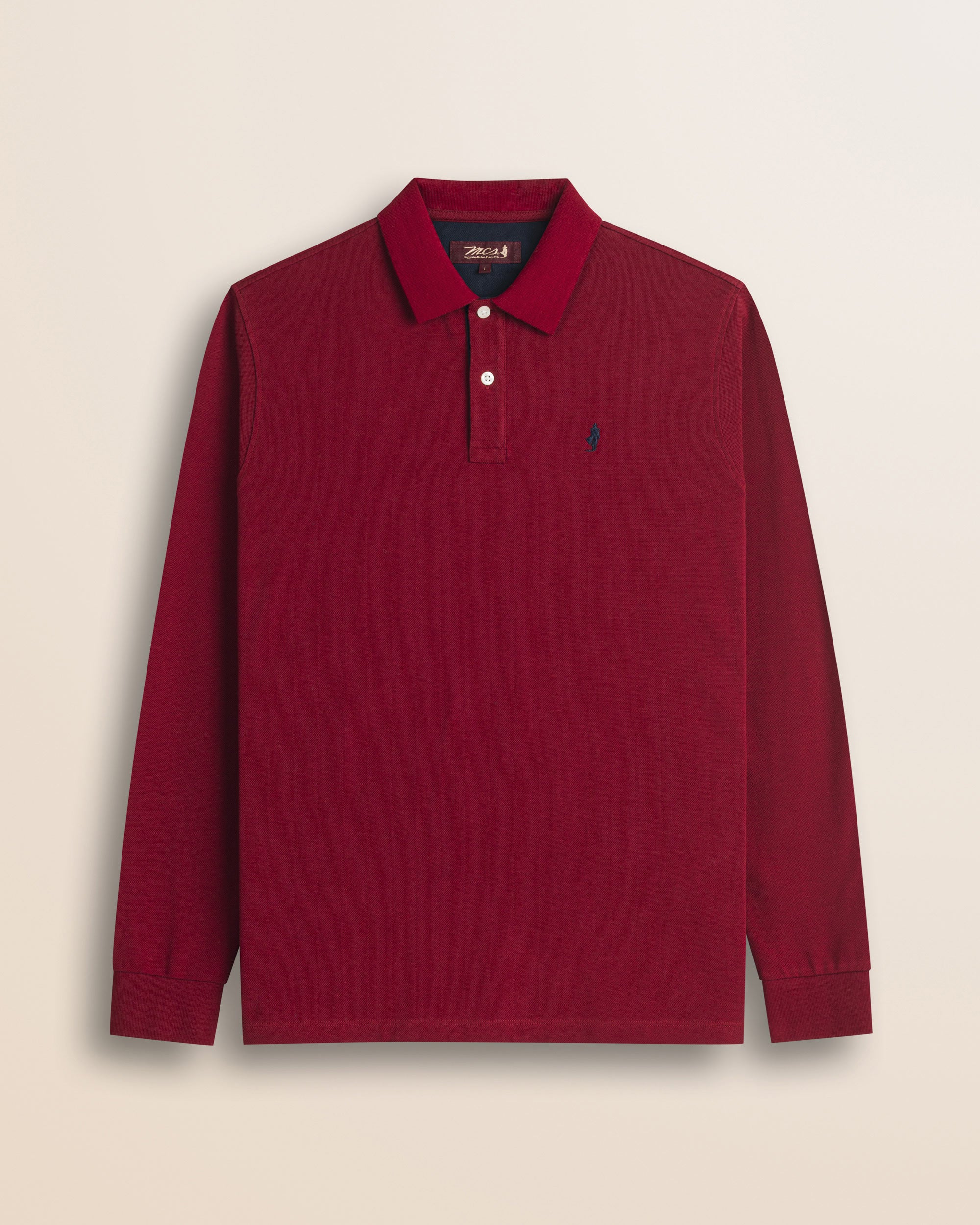 Polo in Piquet Smerigliato Manica Lunga fronte - Merlot