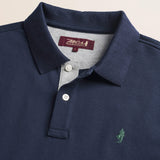 Polo in Piquet Smerigliato Manica Lunga dettaglio colletto - Navy Blue