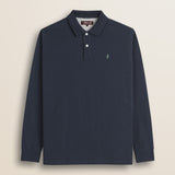 Polo in Piquet Smerigliato Manica Lunga fronte - Navy Blue