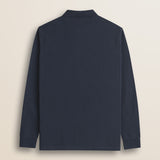 Polo in Piquet Smerigliato Manica Lunga retro - Navy Blue