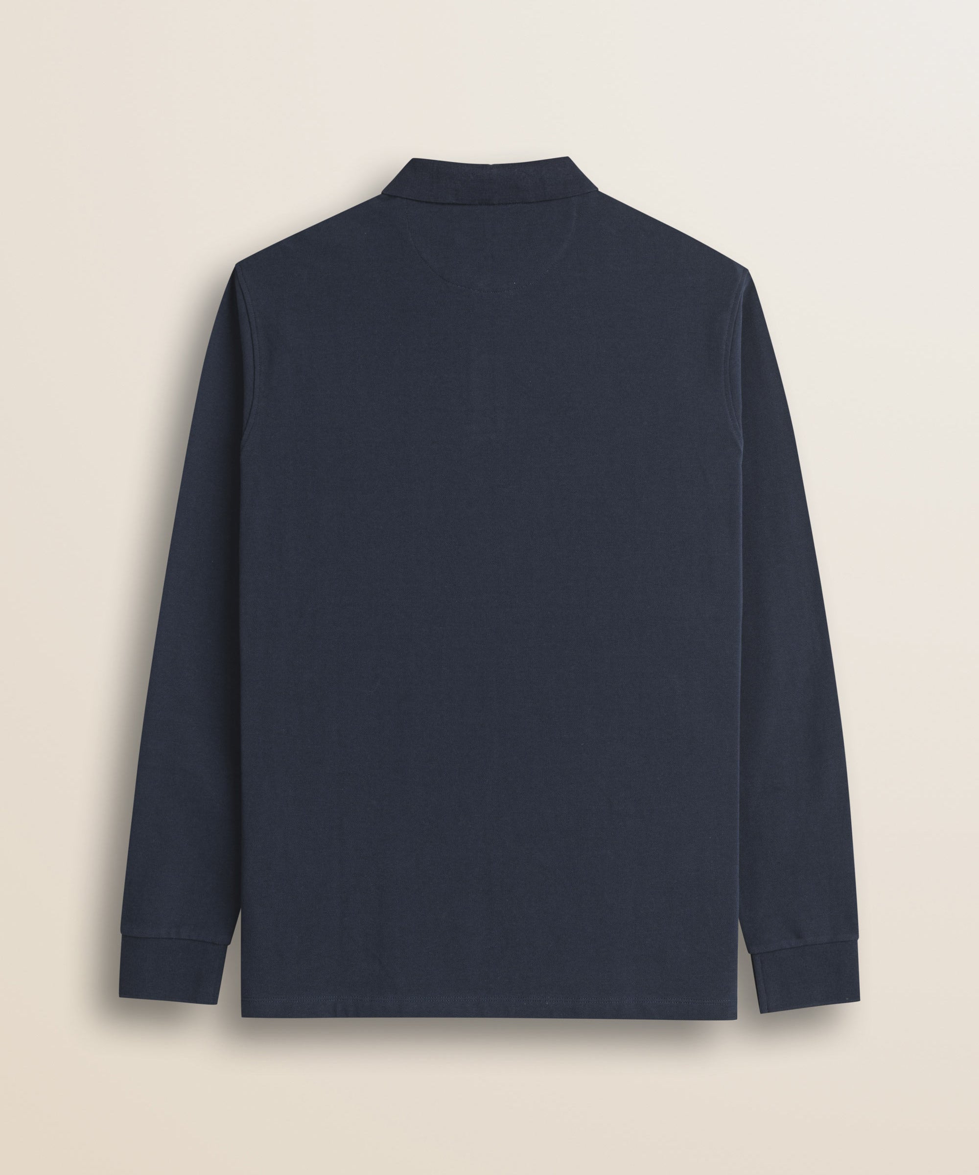 Polo in Piquet Smerigliato Manica Lunga retro - Navy Blue