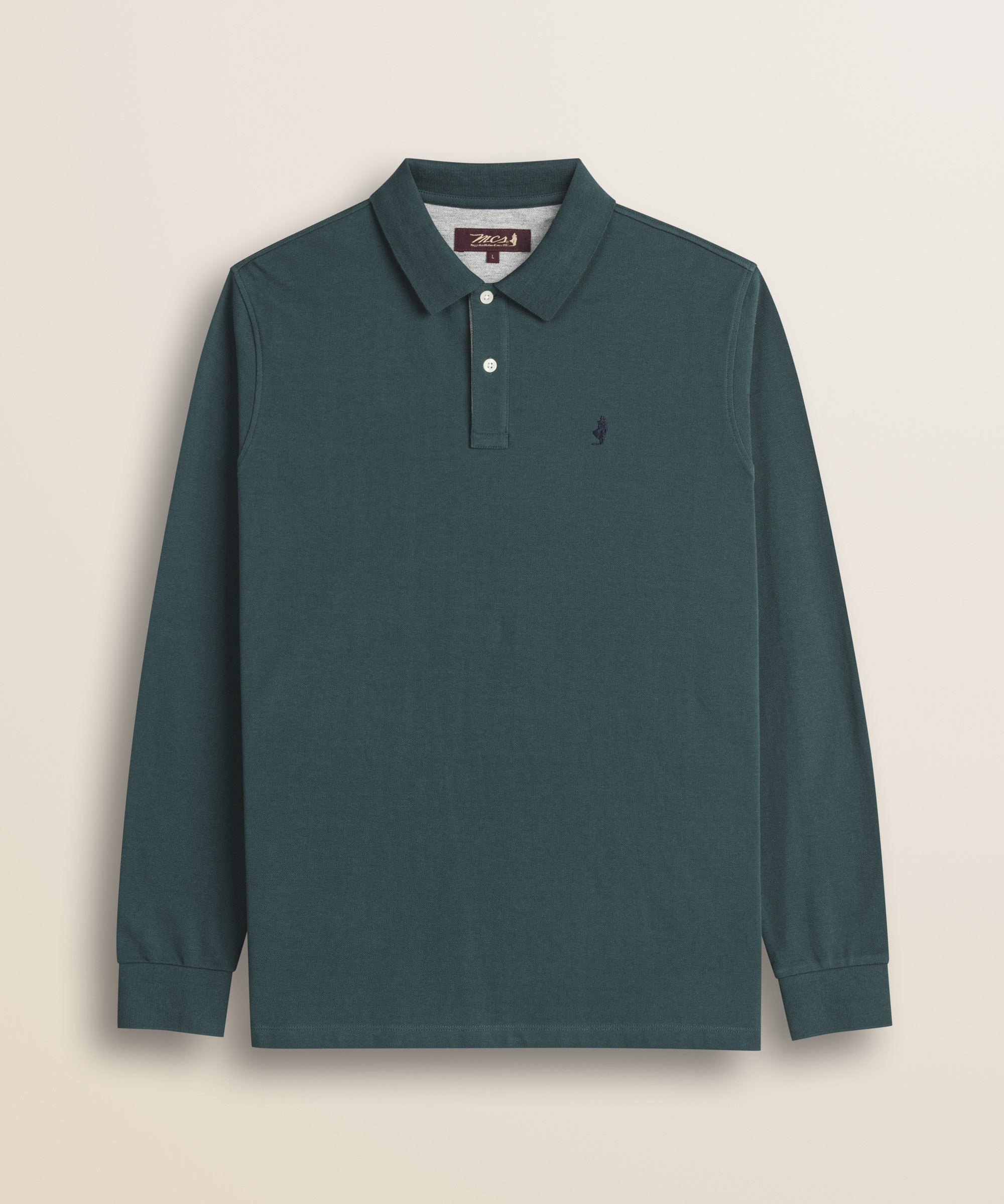 Polo in Piquet Smerigliato Manica Lunga fronte - Atlantic Deep
