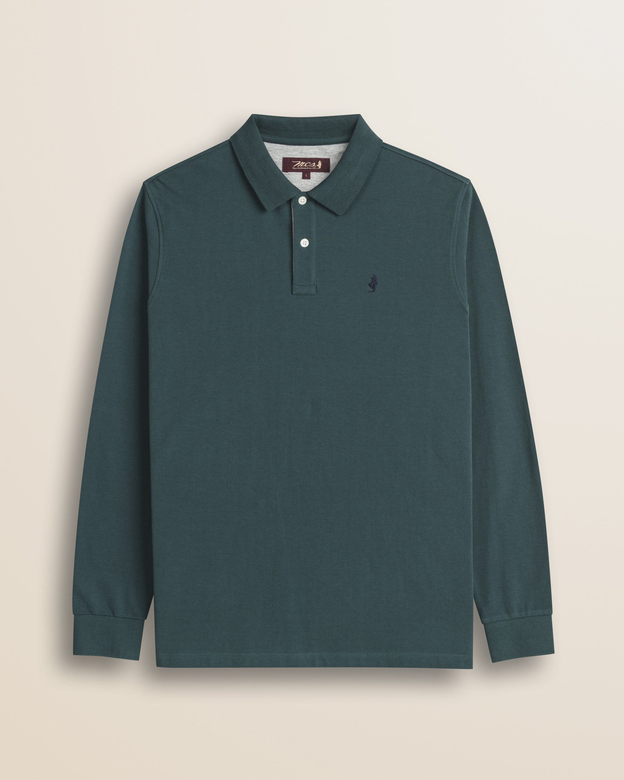 Polo in Piquet Smerigliato Manica Lunga fronte - Atlantic Deep