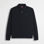 Polo Manica Lunga in Interlock Tinta Unita - Black
