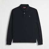 Polo Manica Lunga in Interlock Tinta Unita - Black