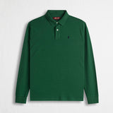 Polo Manica Lunga in Interlock Tinta Unita - Dark Green