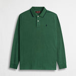 Polo Manica Lunga in Jersey con Colletto in Costina - Dark Green