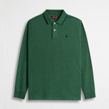 Polo Manica Lunga in Jersey con Colletto in Costina - Dark Green