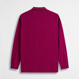 Long Sleeve Polo in Jersey with Ribbed Collar