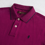 Long Sleeve Polo in Jersey with Ribbed Collar