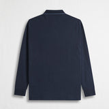 Long Sleeve Polo in Jersey with Ribbed Collar