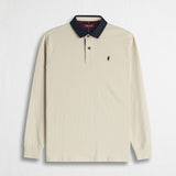 Polo Manica Lunga con Colletto in Gabardina a Contrasto - Moon