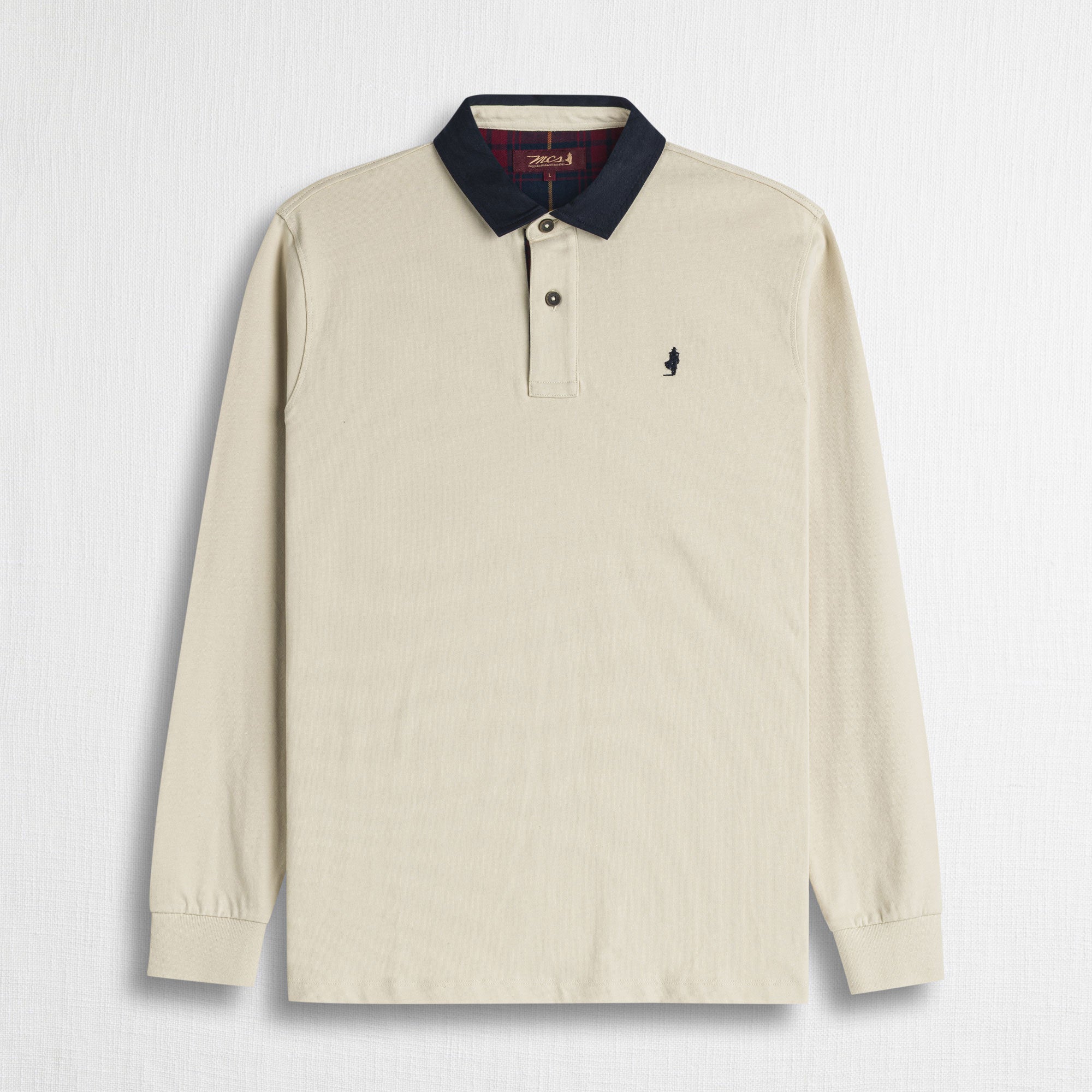 Polo Manica Lunga con Colletto in Gabardina a Contrasto - Moon