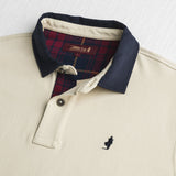 Long Sleeve Polo with Contrast Gabardine Collar