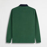 Long Sleeve Polo with Contrast Gabardine Collar