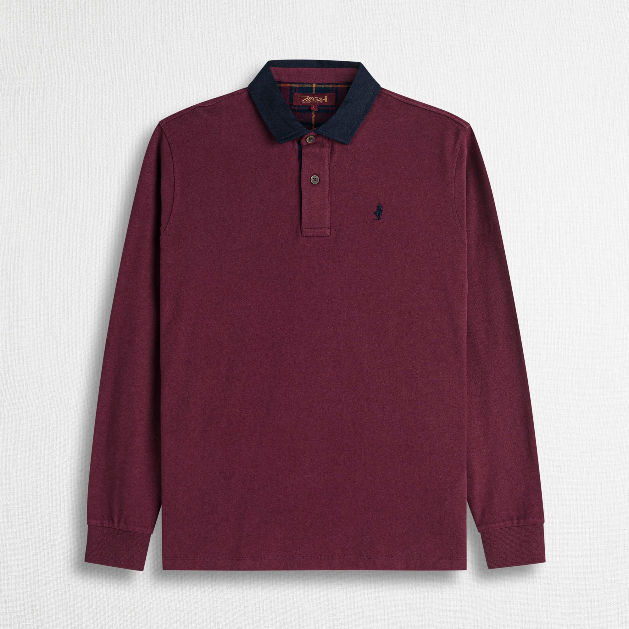 Polo Manica Lunga con Colletto in Gabardina a Contrasto - Fig