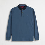 Polo Manica Lunga con Colletto in Gabardina a Contrasto - Indigo Dust