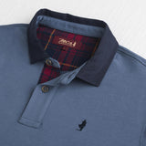 Long Sleeve Polo with Contrast Gabardine Collar