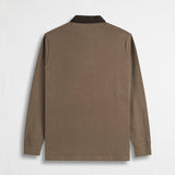 Long Sleeve Polo with Contrast Gabardine Collar