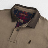 Long Sleeve Polo with Contrast Gabardine Collar