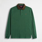 Polo Manica Lunga con Colletto in Velluto - Dark Green