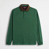 Polo Manica Lunga con Colletto in Velluto - Dark Green
