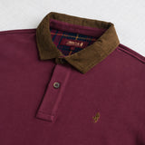 Long Sleeve Polo with Velvet Collar
