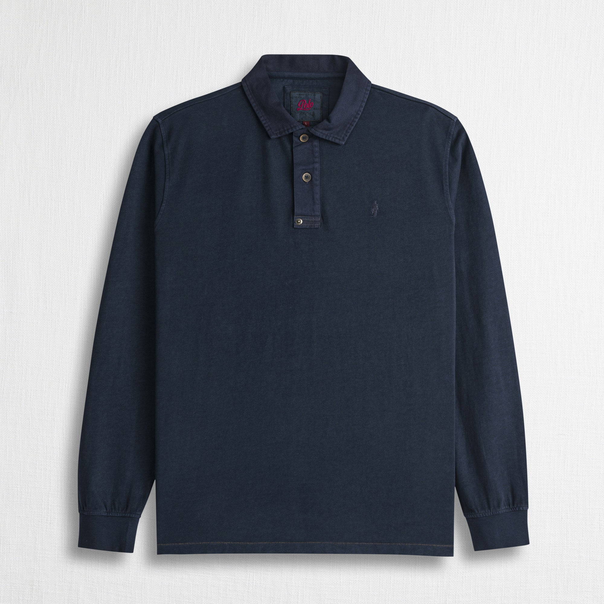 Polo Manica Lunga in Jersey Sovratinta - Blue Navy