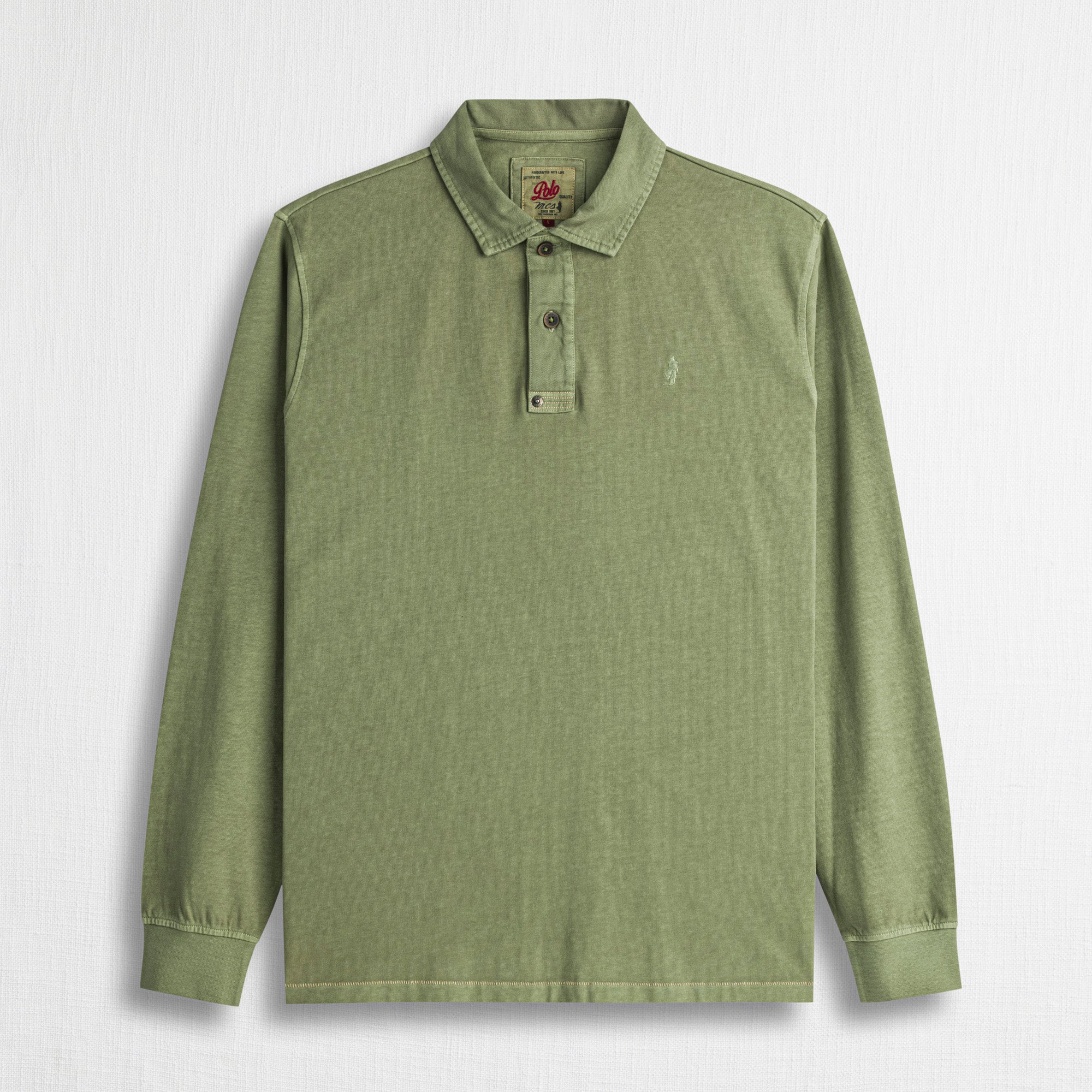 Polo Manica Lunga in Jersey Sovratinta - Oil Green