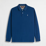 Polo Manica Lunga in Piquet con Dettagli a Contrasto - Stone Blue