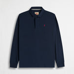 Polo Manica Lunga in Piquet Smerigliato - Blue Navy