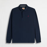 Polo Manica Lunga in Piquet Smerigliato - Blue Navy