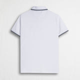 100% Cotton Piqué Polo with Striped Details - White