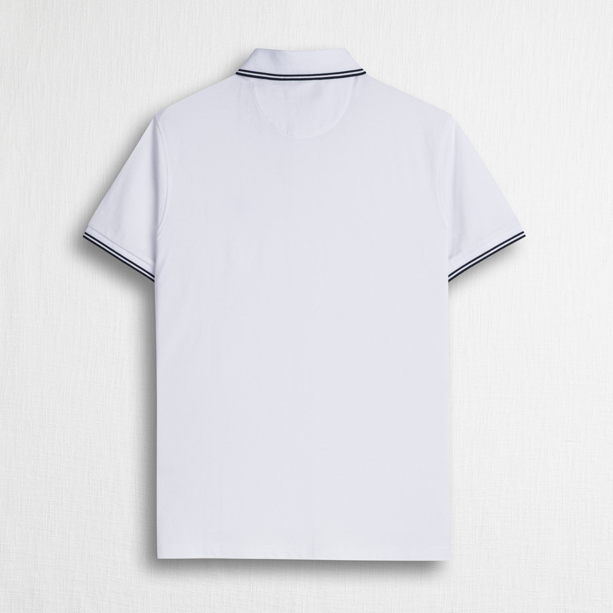 Polo 100% cotone piquet con dettagli a righe - White