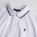 100% Cotton Piqué Polo with Striped Details - White
