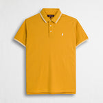 Polo 100% cotone piquet con dettagli a righe - Gold Yellow
