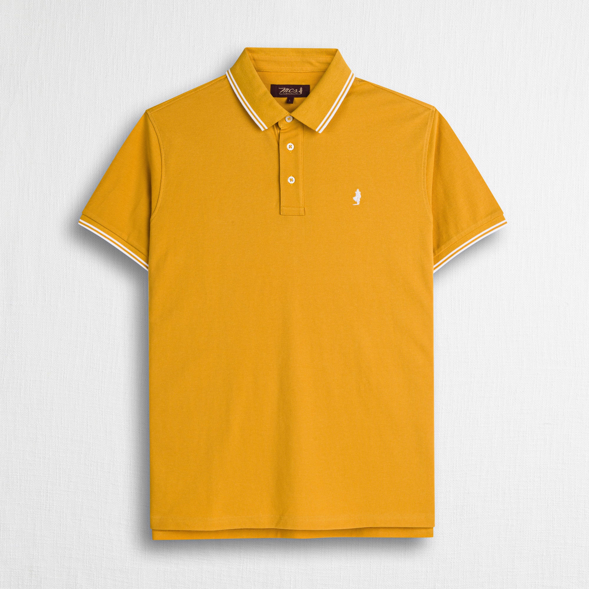 Polo 100% cotone piquet con dettagli a righe - Gold Yellow