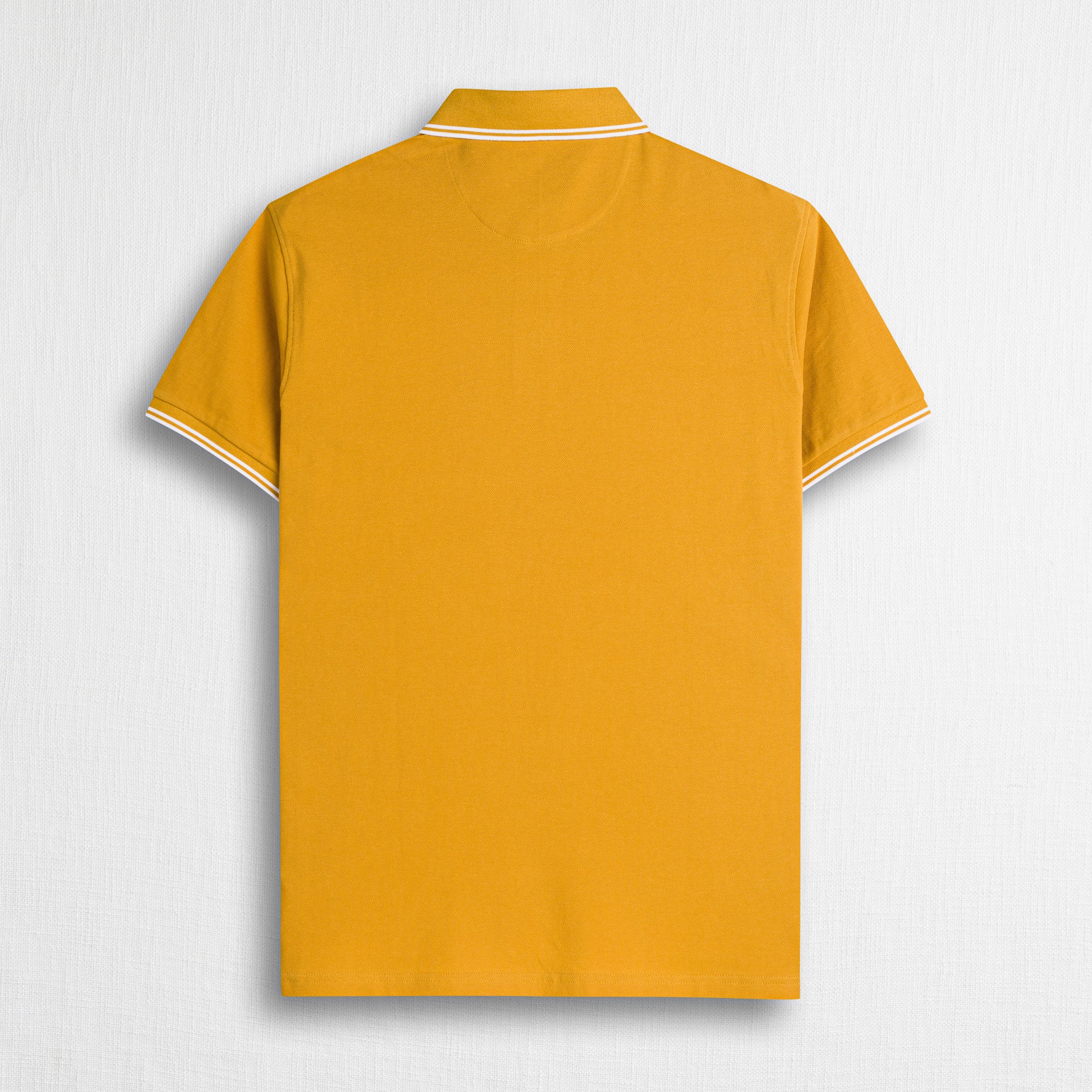 Polo 100% cotone piquet con dettagli a righe - Gold Yellow