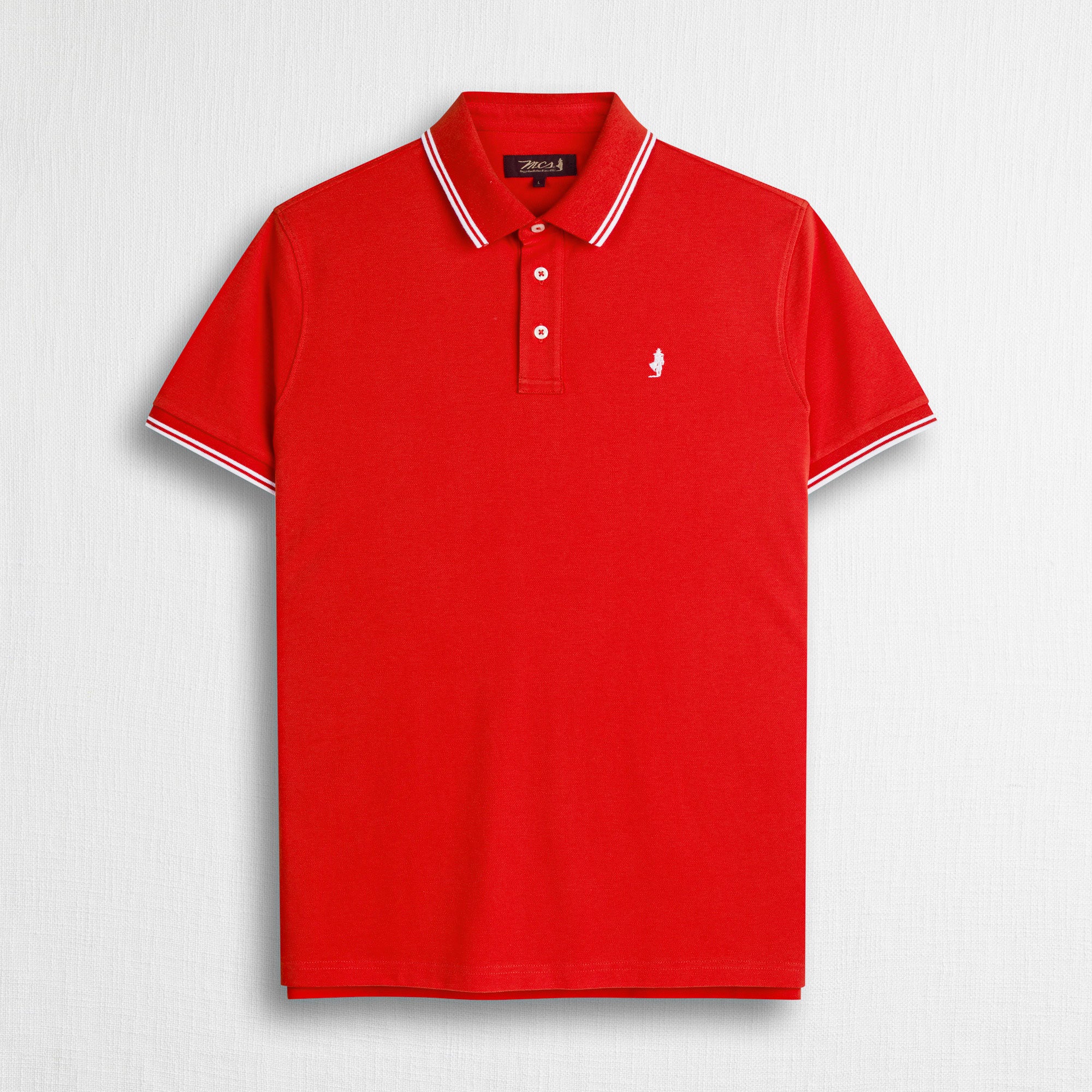 Polo 100% cotone piquet con dettagli a righe - Spice Orange