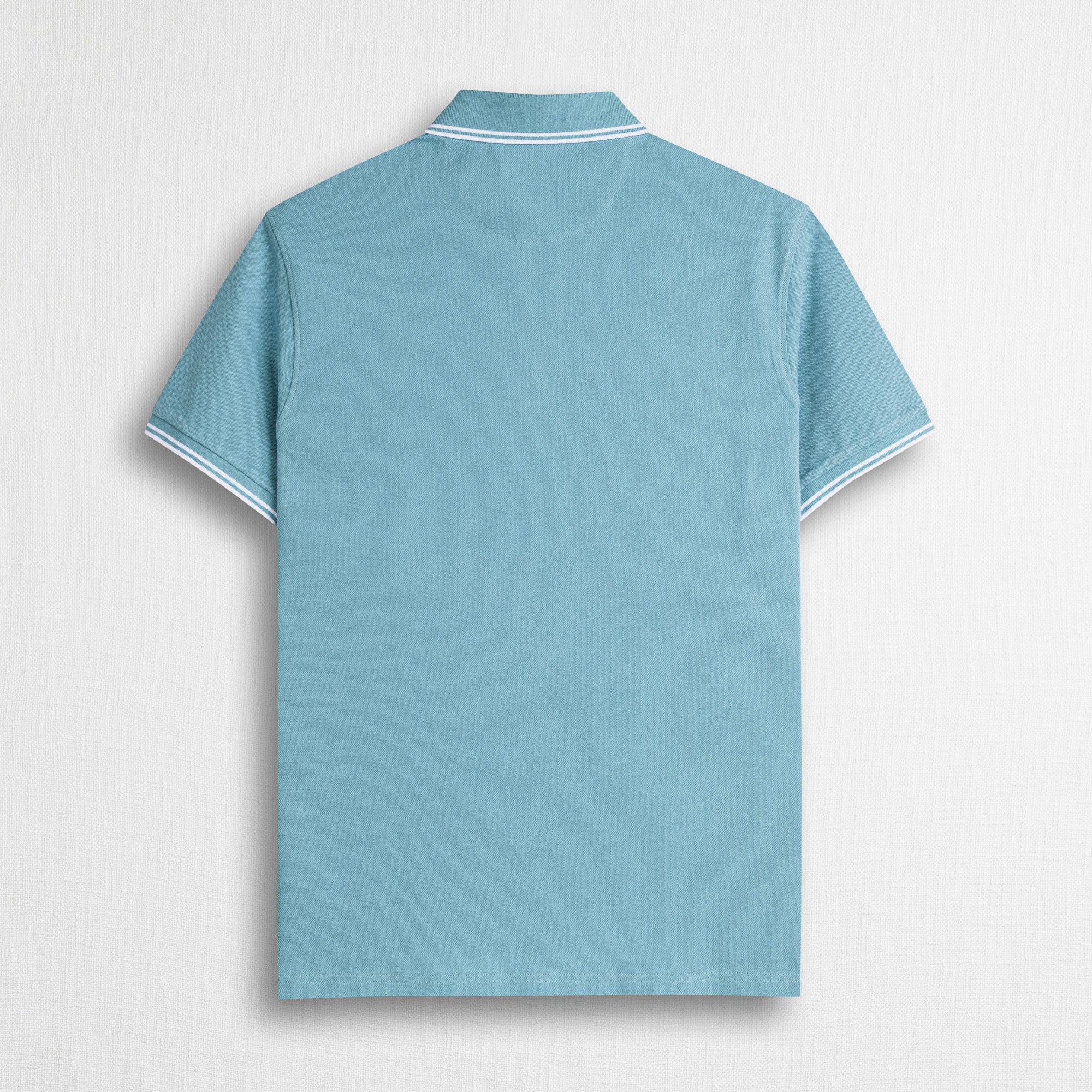 Polo 100% cotone piquet con dettagli a righe - Sky Blue