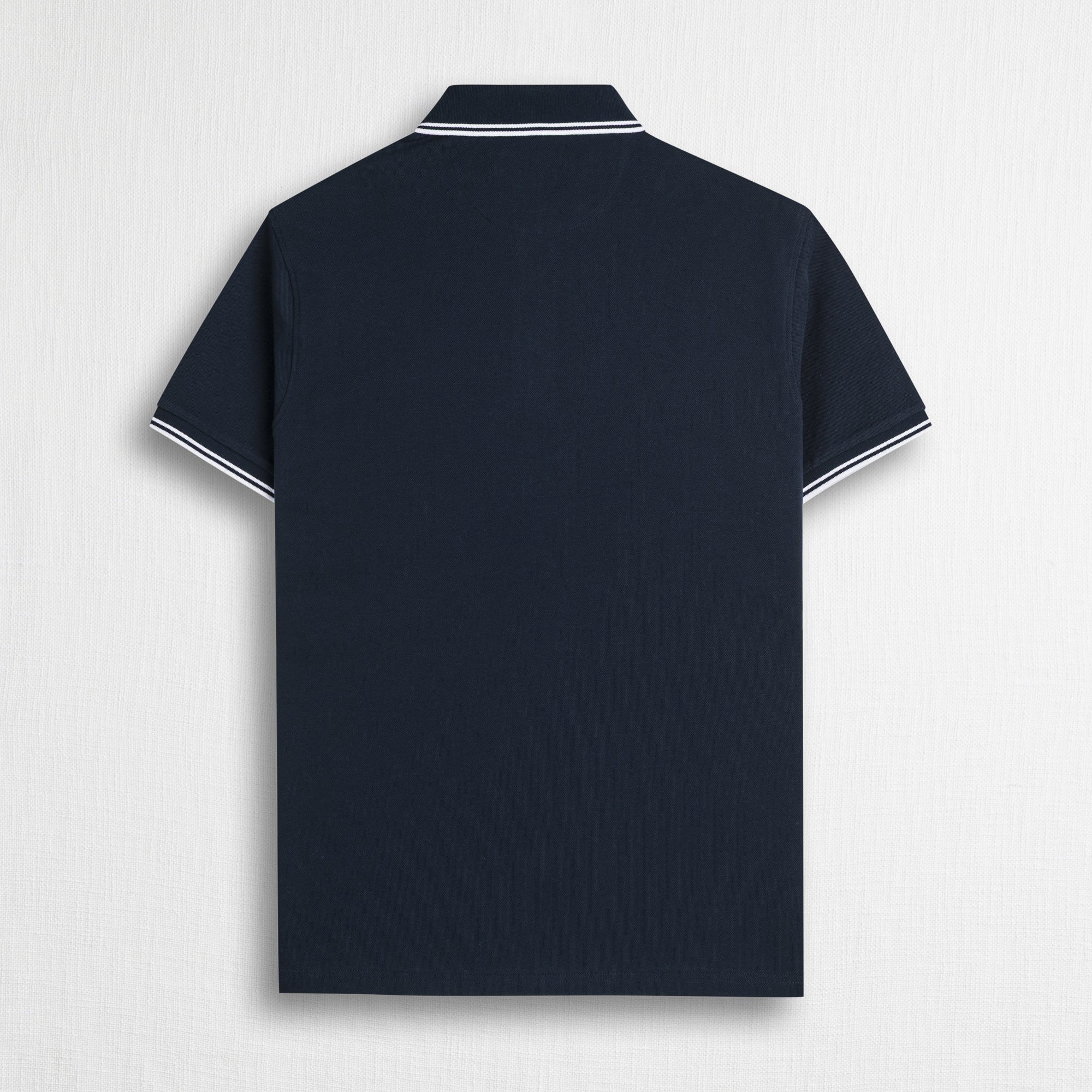 Polo 100% cotone piquet con dettagli a righe - Navy Blue
