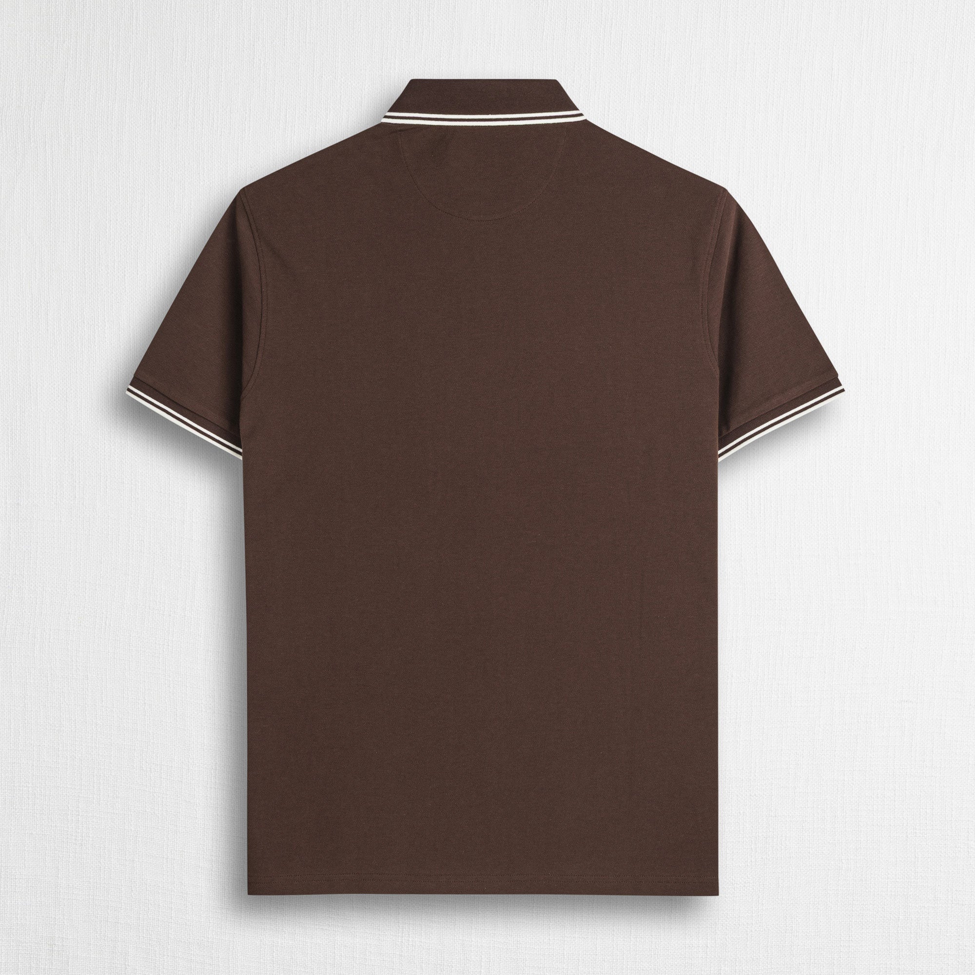 Polo 100% cotone piquet con dettagli a righe - Chocolate
