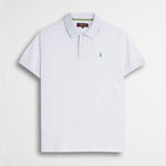 Polo cotone stretch piquet con collo jacquard - White