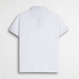Stretch Cotton Piqué Polo with Jacquard Collar - White
