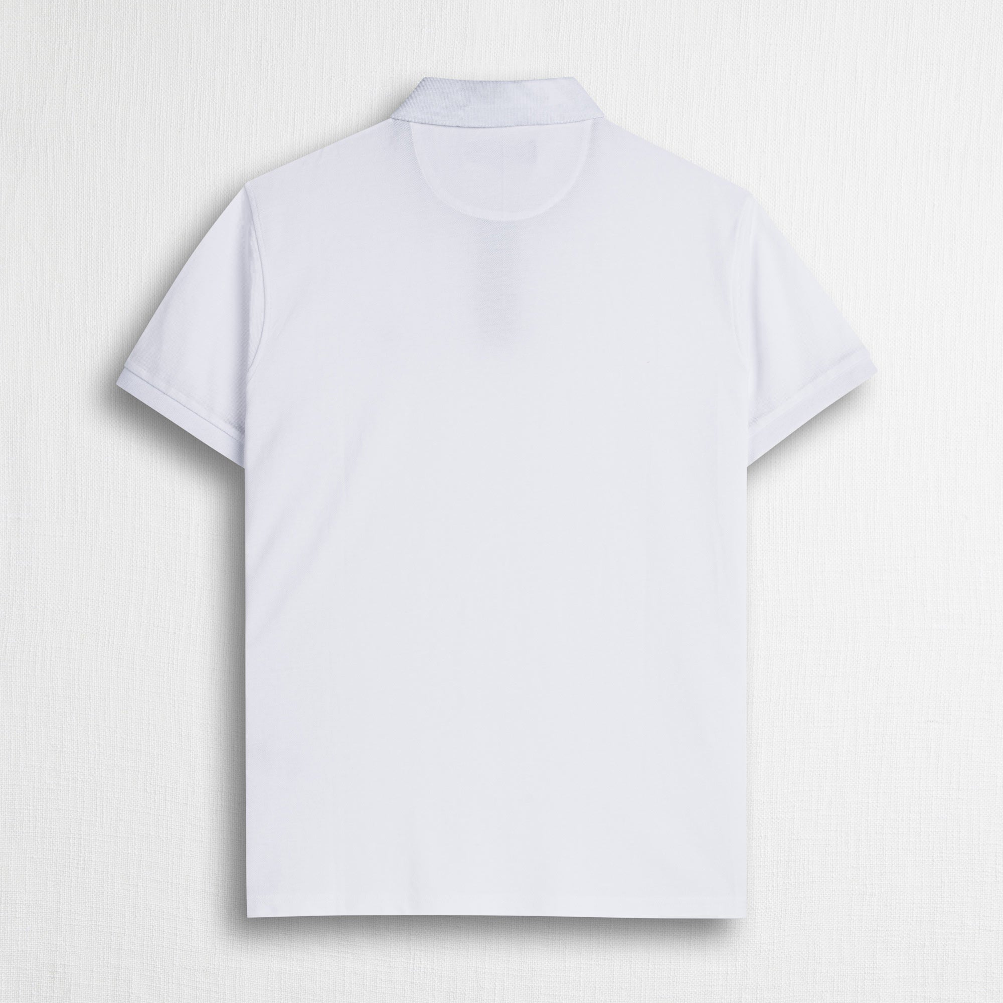 Polo cotone stretch piquet con collo jacquard - White