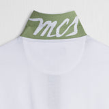 Stretch Cotton Piqué Polo with Jacquard Collar - White