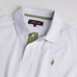Stretch Cotton Piqué Polo with Jacquard Collar - White