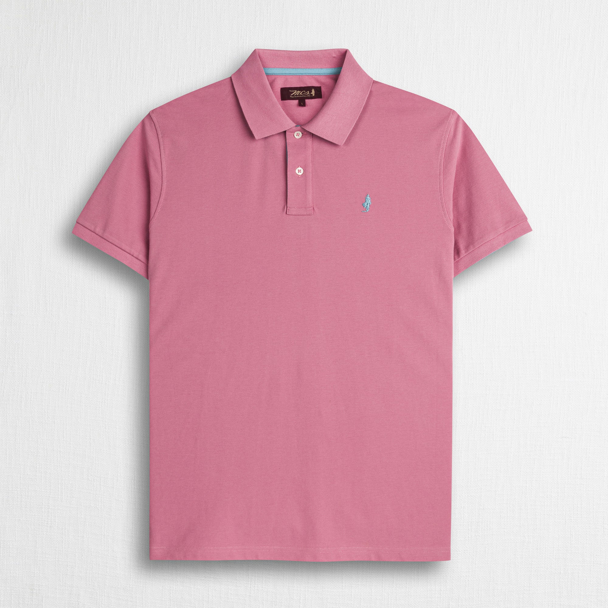 Polo cotone stretch piquet con collo jacquard - Wild Rose