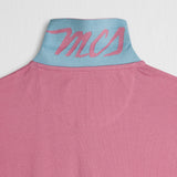 Stretch Cotton Piqué Polo with Jacquard Collar - Wild Rose